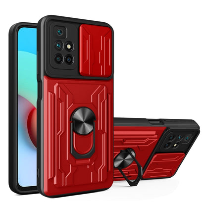 Camera Cover Phone Case with Card Slot & Holder, For Xiaomi 11T, For Xiaomi Redmi Note 10 Pro, For Xiaomi Redmi 10