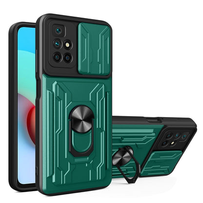 Camera Cover Phone Case with Card Slot & Holder, For Xiaomi 11T, For Xiaomi Redmi Note 10 Pro, For Xiaomi Redmi 10