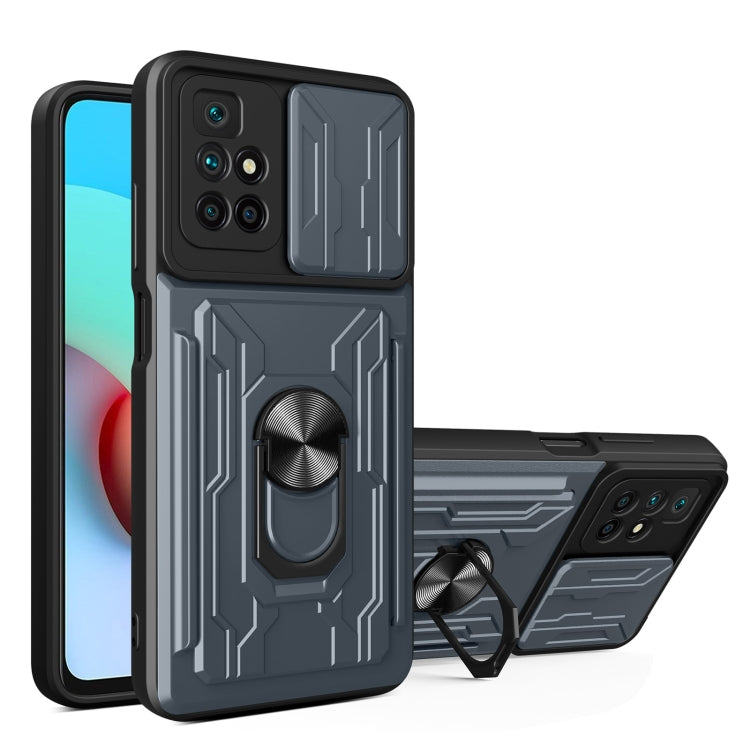 Camera Cover Phone Case with Card Slot & Holder, For Xiaomi 11T, For Xiaomi Redmi Note 10 Pro, For Xiaomi Redmi 10