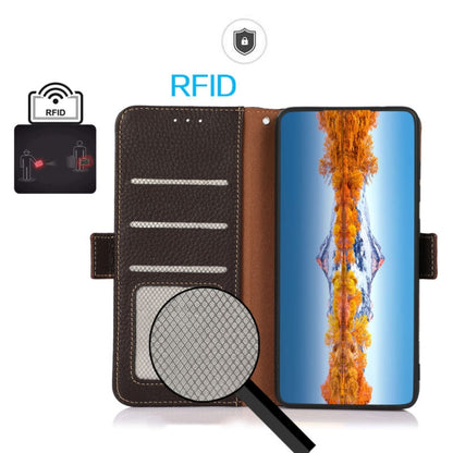 KHAZNEH Side-Magnetic Litchi Genuine Leather RFID Phone Case, For Xiaomi Mi 11 Lite 5G / Mi 11 Lite, For Xiaomi Mi 11, For Xiaomi Mi 11T / Mi 11T Pro, For Xiaomi Redmi Note 10 5G, For Xiaomi Redmi Note 10 Pro, For Xiaomi Redmi K40 Pro / Poco F3