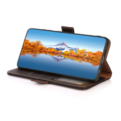KHAZNEH Side-Magnetic Litchi Genuine Leather RFID Phone Case, For Xiaomi Mi 11 Lite 5G / Mi 11 Lite, For Xiaomi Mi 11, For Xiaomi Mi 11T / Mi 11T Pro, For Xiaomi Redmi Note 10 5G, For Xiaomi Redmi Note 10 Pro, For Xiaomi Redmi K40 Pro / Poco F3