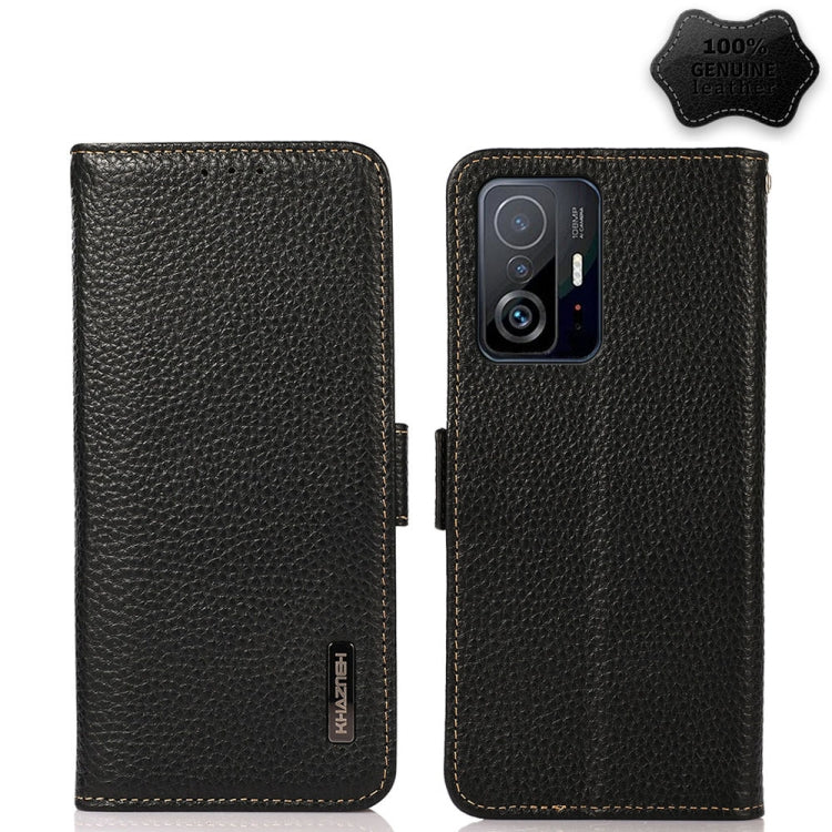 KHAZNEH Side-Magnetic Litchi Genuine Leather RFID Phone Case, For Xiaomi Mi 11 Lite 5G / Mi 11 Lite, For Xiaomi Mi 11, For Xiaomi Mi 11T / Mi 11T Pro, For Xiaomi Redmi Note 10 5G, For Xiaomi Redmi Note 10 Pro, For Xiaomi Redmi K40 Pro / Poco F3