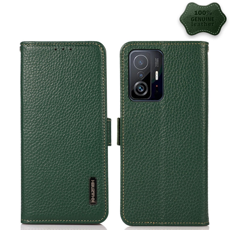 KHAZNEH Side-Magnetic Litchi Genuine Leather RFID Phone Case, For Xiaomi Mi 11 Lite 5G / Mi 11 Lite, For Xiaomi Mi 11, For Xiaomi Mi 11T / Mi 11T Pro, For Xiaomi Redmi Note 10 5G, For Xiaomi Redmi Note 10 Pro, For Xiaomi Redmi K40 Pro / Poco F3