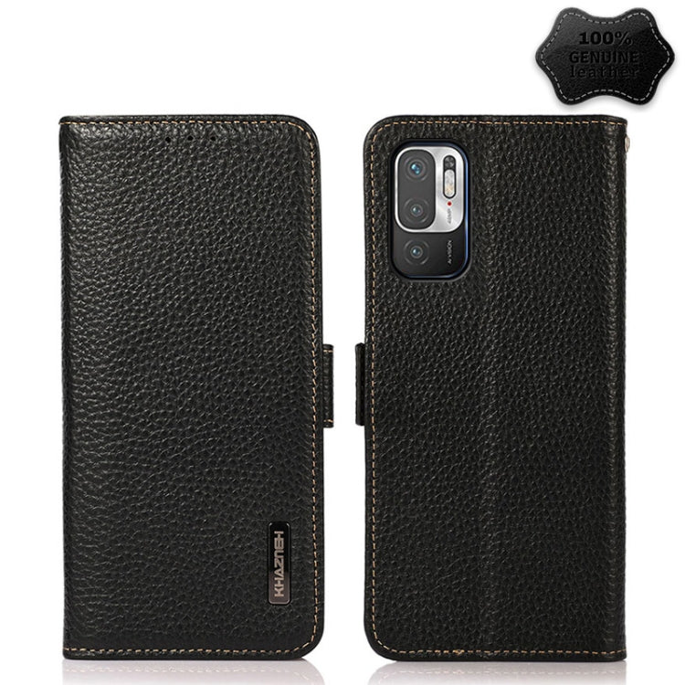 KHAZNEH Side-Magnetic Litchi Genuine Leather RFID Phone Case, For Xiaomi Mi 11 Lite 5G / Mi 11 Lite, For Xiaomi Mi 11, For Xiaomi Mi 11T / Mi 11T Pro, For Xiaomi Redmi Note 10 5G, For Xiaomi Redmi Note 10 Pro, For Xiaomi Redmi K40 Pro / Poco F3
