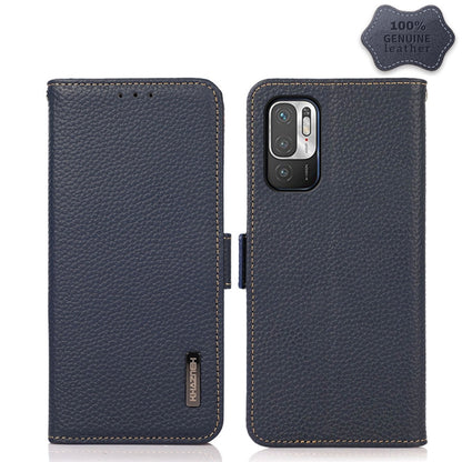 KHAZNEH Side-Magnetic Litchi Genuine Leather RFID Phone Case, For Xiaomi Mi 11 Lite 5G / Mi 11 Lite, For Xiaomi Mi 11, For Xiaomi Mi 11T / Mi 11T Pro, For Xiaomi Redmi Note 10 5G, For Xiaomi Redmi Note 10 Pro, For Xiaomi Redmi K40 Pro / Poco F3
