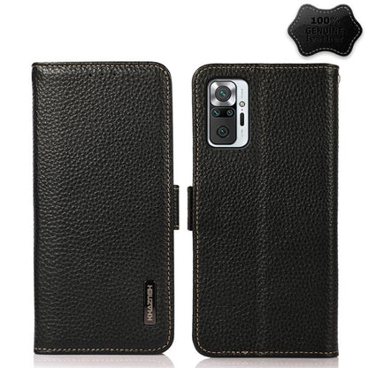 KHAZNEH Side-Magnetic Litchi Genuine Leather RFID Phone Case, For Xiaomi Mi 11 Lite 5G / Mi 11 Lite, For Xiaomi Mi 11, For Xiaomi Mi 11T / Mi 11T Pro, For Xiaomi Redmi Note 10 5G, For Xiaomi Redmi Note 10 Pro, For Xiaomi Redmi K40 Pro / Poco F3