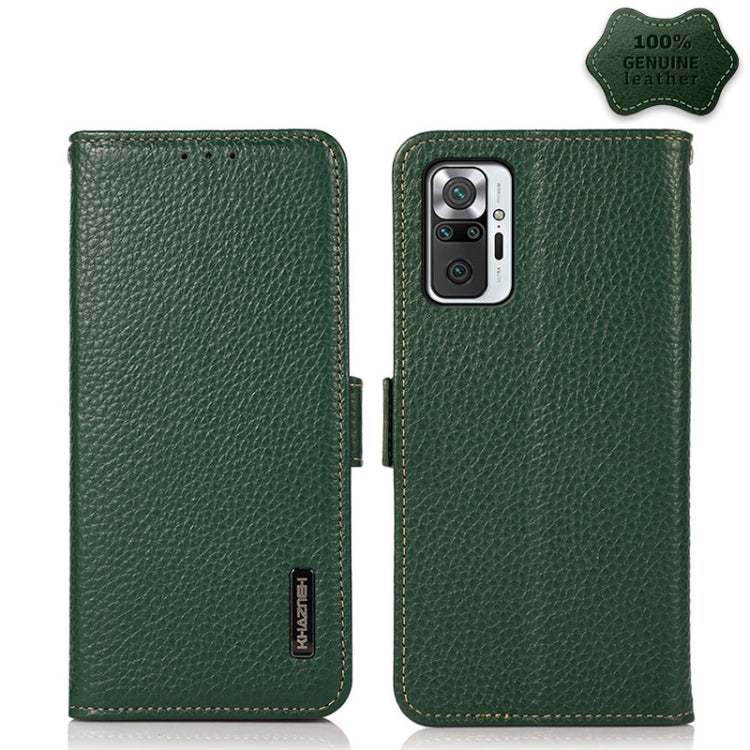 KHAZNEH Side-Magnetic Litchi Genuine Leather RFID Phone Case, For Xiaomi Mi 11 Lite 5G / Mi 11 Lite, For Xiaomi Mi 11, For Xiaomi Mi 11T / Mi 11T Pro, For Xiaomi Redmi Note 10 5G, For Xiaomi Redmi Note 10 Pro, For Xiaomi Redmi K40 Pro / Poco F3