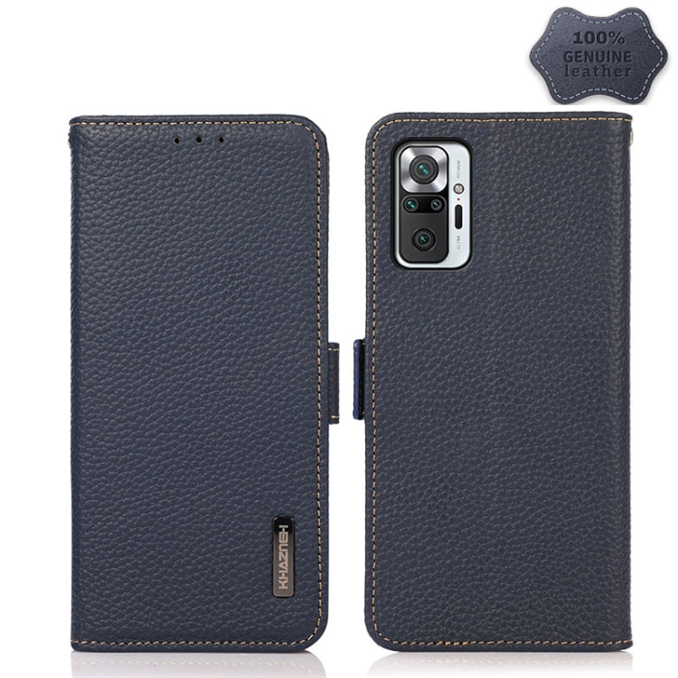 KHAZNEH Side-Magnetic Litchi Genuine Leather RFID Phone Case, For Xiaomi Mi 11 Lite 5G / Mi 11 Lite, For Xiaomi Mi 11, For Xiaomi Mi 11T / Mi 11T Pro, For Xiaomi Redmi Note 10 5G, For Xiaomi Redmi Note 10 Pro, For Xiaomi Redmi K40 Pro / Poco F3