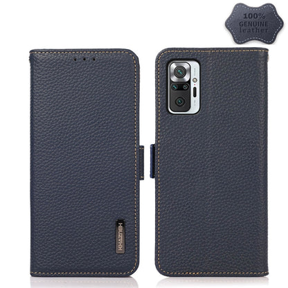KHAZNEH Side-Magnetic Litchi Genuine Leather RFID Phone Case, For Xiaomi Mi 11 Lite 5G / Mi 11 Lite, For Xiaomi Mi 11, For Xiaomi Mi 11T / Mi 11T Pro, For Xiaomi Redmi Note 10 5G, For Xiaomi Redmi Note 10 Pro, For Xiaomi Redmi K40 Pro / Poco F3