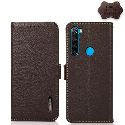 KHAZNEH Side-Magnetic Litchi Genuine Leather RFID Phone Case, For Xiaomi Redmi Note 8 2021, For Xiaomi Redmi Note 10 4G, For Xiaomi Redmi Note 10 JP Version, For Xiaomi Redmi Note 11, For Xiaomi Redmi Note 11 Pro, For Xiaomi Civi 5G