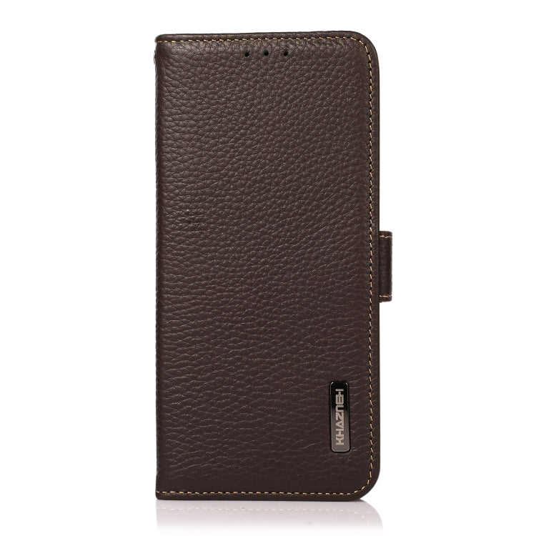 KHAZNEH Side-Magnetic Litchi Genuine Leather RFID Phone Case, For Xiaomi Redmi Note 8 2021, For Xiaomi Redmi Note 10 4G, For Xiaomi Redmi Note 10 JP Version, For Xiaomi Redmi Note 11, For Xiaomi Redmi Note 11 Pro, For Xiaomi Civi 5G