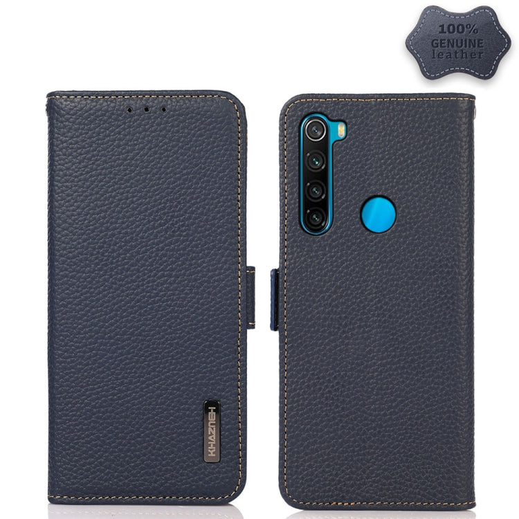 KHAZNEH Side-Magnetic Litchi Genuine Leather RFID Phone Case, For Xiaomi Redmi Note 8 2021, For Xiaomi Redmi Note 10 4G, For Xiaomi Redmi Note 10 JP Version, For Xiaomi Redmi Note 11, For Xiaomi Redmi Note 11 Pro, For Xiaomi Civi 5G