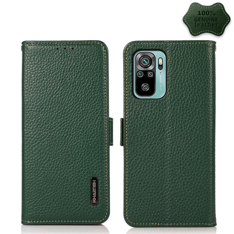 KHAZNEH Side-Magnetic Litchi Genuine Leather RFID Phone Case, For Xiaomi Redmi Note 8 2021, For Xiaomi Redmi Note 10 4G, For Xiaomi Redmi Note 10 JP Version, For Xiaomi Redmi Note 11, For Xiaomi Redmi Note 11 Pro, For Xiaomi Civi 5G