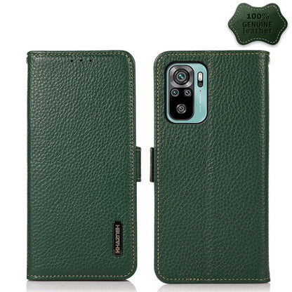 KHAZNEH Side-Magnetic Litchi Genuine Leather RFID Phone Case, For Xiaomi Redmi Note 8 2021, For Xiaomi Redmi Note 10 4G, For Xiaomi Redmi Note 10 JP Version, For Xiaomi Redmi Note 11, For Xiaomi Redmi Note 11 Pro, For Xiaomi Civi 5G