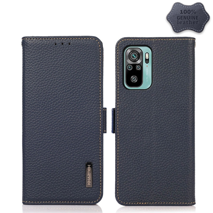 KHAZNEH Side-Magnetic Litchi Genuine Leather RFID Phone Case, For Xiaomi Redmi Note 8 2021, For Xiaomi Redmi Note 10 4G, For Xiaomi Redmi Note 10 JP Version, For Xiaomi Redmi Note 11, For Xiaomi Redmi Note 11 Pro, For Xiaomi Civi 5G