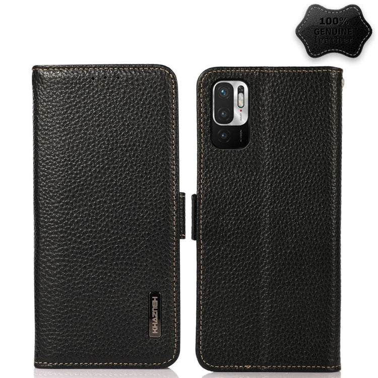 KHAZNEH Side-Magnetic Litchi Genuine Leather RFID Phone Case, For Xiaomi Redmi Note 8 2021, For Xiaomi Redmi Note 10 4G, For Xiaomi Redmi Note 10 JP Version, For Xiaomi Redmi Note 11, For Xiaomi Redmi Note 11 Pro, For Xiaomi Civi 5G