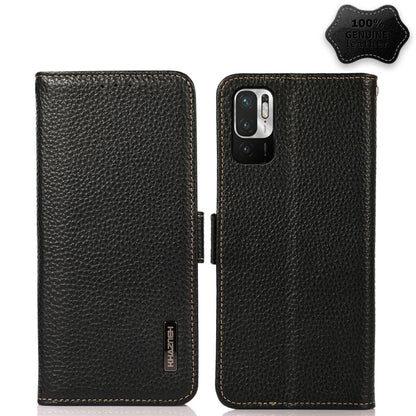 KHAZNEH Side-Magnetic Litchi Genuine Leather RFID Phone Case, For Xiaomi Redmi Note 8 2021, For Xiaomi Redmi Note 10 4G, For Xiaomi Redmi Note 10 JP Version, For Xiaomi Redmi Note 11, For Xiaomi Redmi Note 11 Pro, For Xiaomi Civi 5G