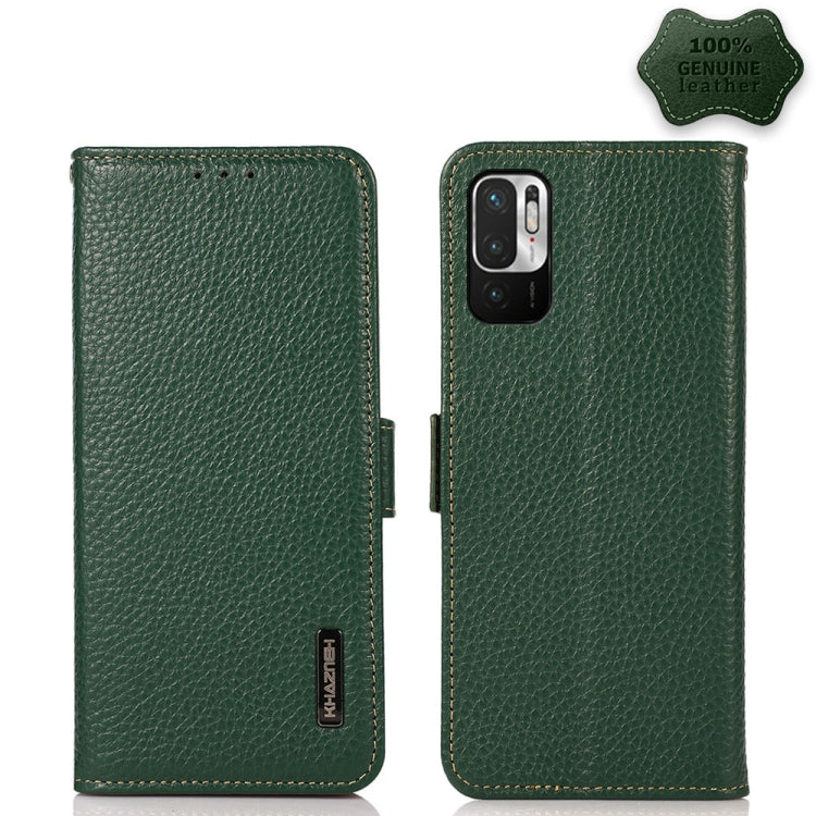 KHAZNEH Side-Magnetic Litchi Genuine Leather RFID Phone Case, For Xiaomi Redmi Note 8 2021, For Xiaomi Redmi Note 10 4G, For Xiaomi Redmi Note 10 JP Version, For Xiaomi Redmi Note 11, For Xiaomi Redmi Note 11 Pro, For Xiaomi Civi 5G
