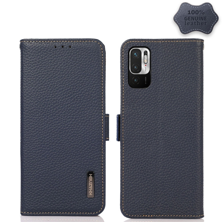 KHAZNEH Side-Magnetic Litchi Genuine Leather RFID Phone Case, For Xiaomi Redmi Note 8 2021, For Xiaomi Redmi Note 10 4G, For Xiaomi Redmi Note 10 JP Version, For Xiaomi Redmi Note 11, For Xiaomi Redmi Note 11 Pro, For Xiaomi Civi 5G