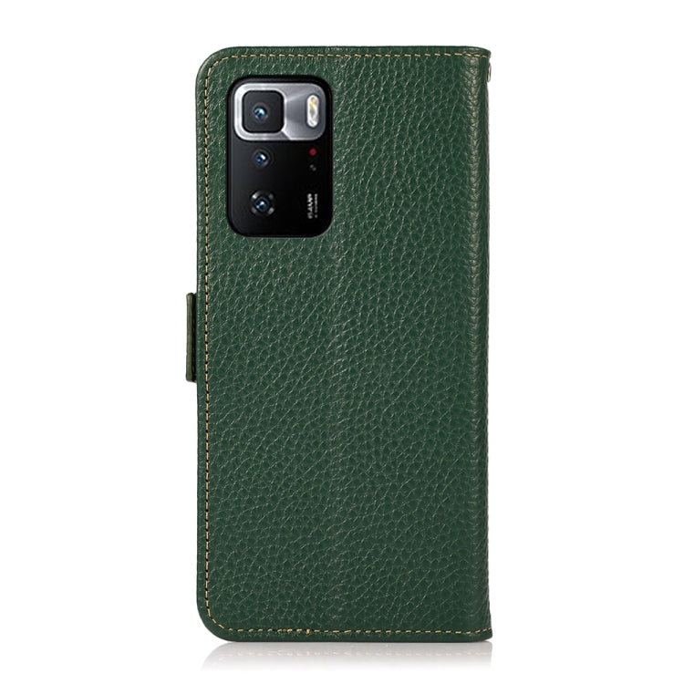 KHAZNEH Side-Magnetic Litchi Genuine Leather RFID Phone Case, For Xiaomi Poco X3 GT