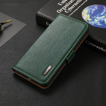 KHAZNEH Side-Magnetic Litchi Genuine Leather RFID Phone Case, For Xiaomi Poco X3 GT