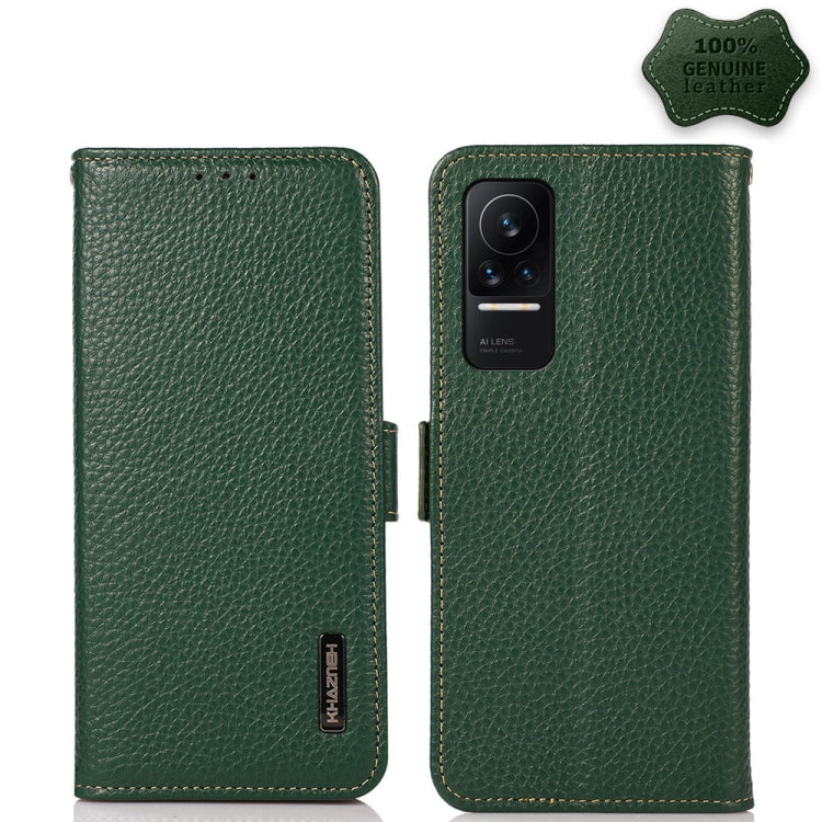 KHAZNEH Side-Magnetic Litchi Genuine Leather RFID Phone Case, For Xiaomi Redmi Note 8 2021, For Xiaomi Redmi Note 10 4G, For Xiaomi Redmi Note 10 JP Version, For Xiaomi Redmi Note 11, For Xiaomi Redmi Note 11 Pro, For Xiaomi Civi 5G