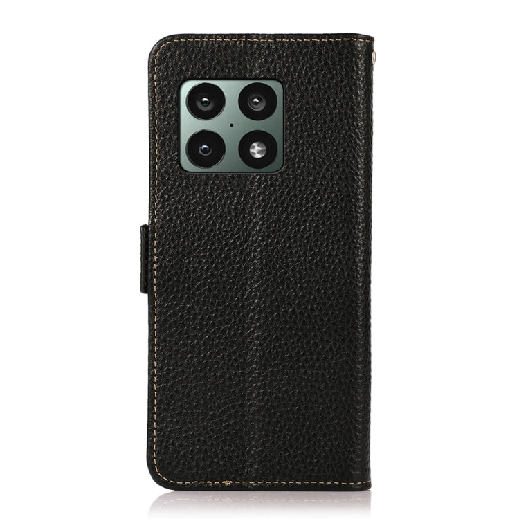 KHAZNEH Side-Magnetic Litchi Genuine Leather RFID Phone Case, For OnePlus 10 Pro 5G, For OnePlus N20 5G, For OnePlus 9, For OnePlus 9R, For OnePlus 9RT 5G, For OnePlus Nord 2 5G