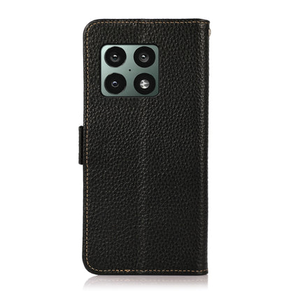 KHAZNEH Side-Magnetic Litchi Genuine Leather RFID Phone Case, For OnePlus 10 Pro 5G, For OnePlus N20 5G, For OnePlus 9, For OnePlus 9R, For OnePlus 9RT 5G, For OnePlus Nord 2 5G