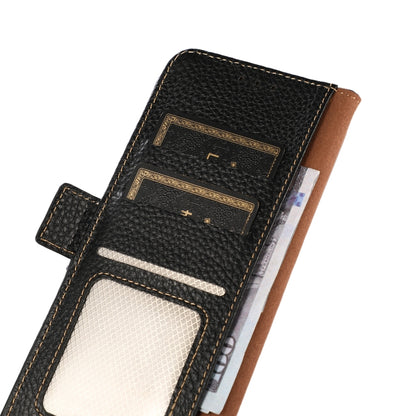 KHAZNEH Side-Magnetic Litchi Genuine Leather RFID Phone Case, For OnePlus 10 Pro 5G, For OnePlus N20 5G, For OnePlus 9, For OnePlus 9R, For OnePlus 9RT 5G, For OnePlus Nord 2 5G