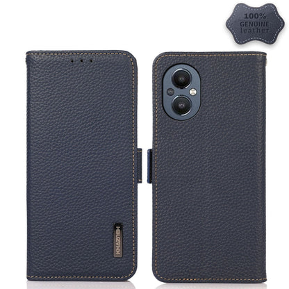 KHAZNEH Side-Magnetic Litchi Genuine Leather RFID Phone Case, For OnePlus 10 Pro 5G, For OnePlus N20 5G, For OnePlus 9, For OnePlus 9R, For OnePlus 9RT 5G, For OnePlus Nord 2 5G