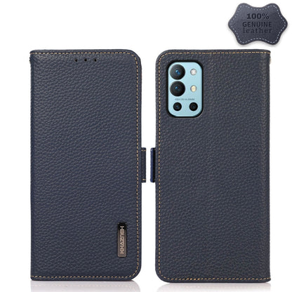 KHAZNEH Side-Magnetic Litchi Genuine Leather RFID Phone Case, For OnePlus 10 Pro 5G, For OnePlus N20 5G, For OnePlus 9, For OnePlus 9R, For OnePlus 9RT 5G, For OnePlus Nord 2 5G