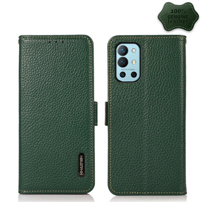 KHAZNEH Side-Magnetic Litchi Genuine Leather RFID Phone Case, For OnePlus 10 Pro 5G, For OnePlus N20 5G, For OnePlus 9, For OnePlus 9R, For OnePlus 9RT 5G, For OnePlus Nord 2 5G