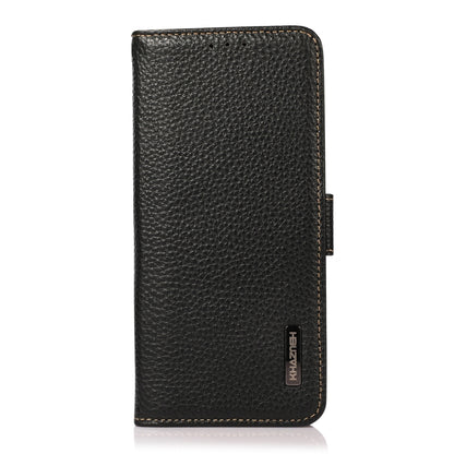 KHAZNEH Side-Magnetic Litchi Genuine Leather RFID Phone Case, For OnePlus Nord CE 5G