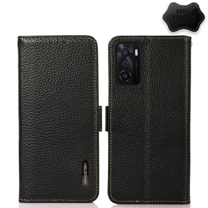 KHAZNEH Side-Magnetic Litchi Genuine Leather RFID Case, For OPPO A16, For OPPO A54 4G, For OPPO A55 5G, For OPPO A55s 5G JP Version, For OPPO A93 5G, For OPPO Reno5 5G / Find X3 Lite