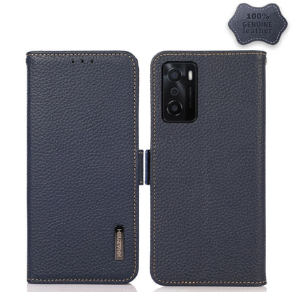 KHAZNEH Side-Magnetic Litchi Genuine Leather RFID Case, For OPPO A16, For OPPO A54 4G, For OPPO A55 5G, For OPPO A55s 5G JP Version, For OPPO A93 5G, For OPPO Reno5 5G / Find X3 Lite
