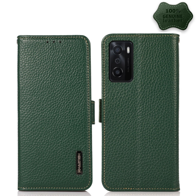 KHAZNEH Side-Magnetic Litchi Genuine Leather RFID Case, For OPPO A16, For OPPO A54 4G, For OPPO A55 5G, For OPPO A55s 5G JP Version, For OPPO A93 5G, For OPPO Reno5 5G / Find X3 Lite