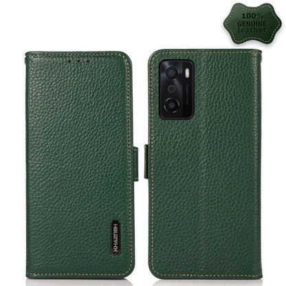 KHAZNEH Side-Magnetic Litchi Genuine Leather RFID Case, For OPPO A16, For OPPO A54 4G, For OPPO A55 5G, For OPPO A55s 5G JP Version, For OPPO A93 5G, For OPPO Reno5 5G / Find X3 Lite