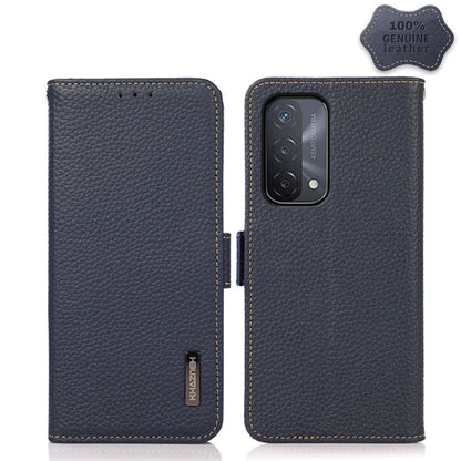 KHAZNEH Side-Magnetic Litchi Genuine Leather RFID Case, For OPPO A16, For OPPO A54 4G, For OPPO A55 5G, For OPPO A55s 5G JP Version, For OPPO A93 5G, For OPPO Reno5 5G / Find X3 Lite