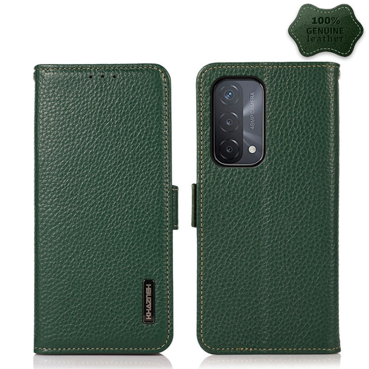 KHAZNEH Side-Magnetic Litchi Genuine Leather RFID Case, For OPPO A16, For OPPO A54 4G, For OPPO A55 5G, For OPPO A55s 5G JP Version, For OPPO A93 5G, For OPPO Reno5 5G / Find X3 Lite