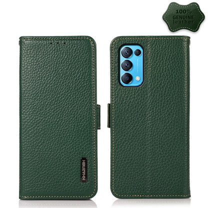 KHAZNEH Side-Magnetic Litchi Genuine Leather RFID Case, For OPPO A16, For OPPO A54 4G, For OPPO A55 5G, For OPPO A55s 5G JP Version, For OPPO A93 5G, For OPPO Reno5 5G / Find X3 Lite