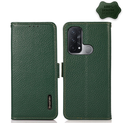 KHAZNEH Side-Magnetic Litchi Genuine Leather RFID Case, For OPPO Reno5 A JP Version, For OPPO Reno6 Pro 5G, For OPPO Reno6 Pro+ 5G, For OPPO Reno6 5G, For OPPO Reno7 5G, For OPPO Reno7 Pro 5G
