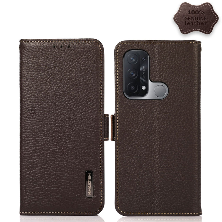 KHAZNEH Side-Magnetic Litchi Genuine Leather RFID Case, For OPPO Reno5 A JP Version, For OPPO Reno6 Pro 5G, For OPPO Reno6 Pro+ 5G, For OPPO Reno6 5G, For OPPO Reno7 5G, For OPPO Reno7 Pro 5G