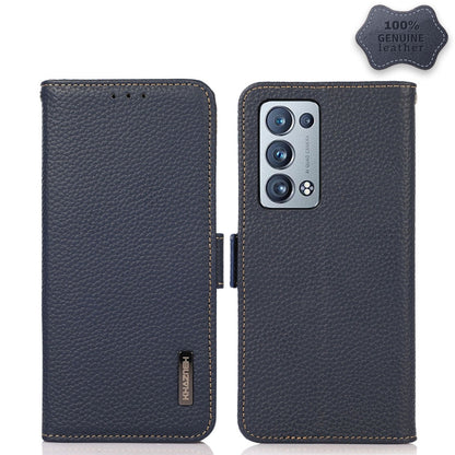 KHAZNEH Side-Magnetic Litchi Genuine Leather RFID Case, For OPPO Reno5 A JP Version, For OPPO Reno6 Pro 5G, For OPPO Reno6 Pro+ 5G, For OPPO Reno6 5G, For OPPO Reno7 5G, For OPPO Reno7 Pro 5G