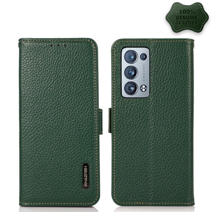 KHAZNEH Side-Magnetic Litchi Genuine Leather RFID Case, For OPPO Reno5 A JP Version, For OPPO Reno6 Pro 5G, For OPPO Reno6 Pro+ 5G, For OPPO Reno6 5G, For OPPO Reno7 5G, For OPPO Reno7 Pro 5G