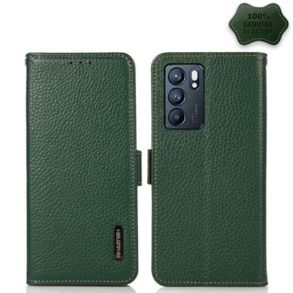 KHAZNEH Side-Magnetic Litchi Genuine Leather RFID Case, For OPPO Reno5 A JP Version, For OPPO Reno6 Pro 5G, For OPPO Reno6 Pro+ 5G, For OPPO Reno6 5G, For OPPO Reno7 5G, For OPPO Reno7 Pro 5G