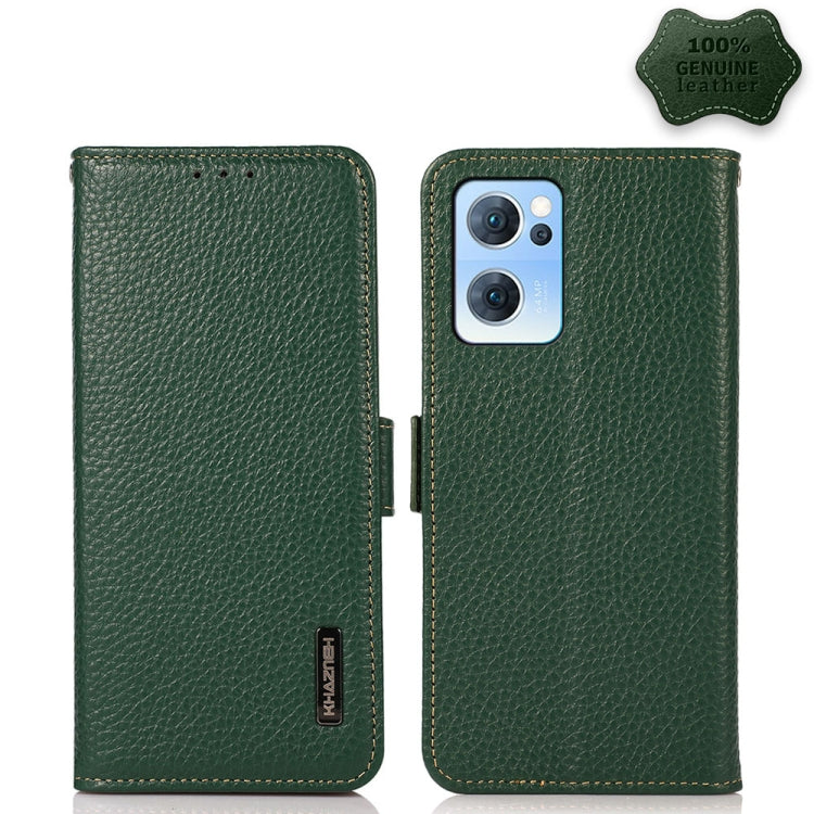 KHAZNEH Side-Magnetic Litchi Genuine Leather RFID Case, For OPPO Reno5 A JP Version, For OPPO Reno6 Pro 5G, For OPPO Reno6 Pro+ 5G, For OPPO Reno6 5G, For OPPO Reno7 5G, For OPPO Reno7 Pro 5G