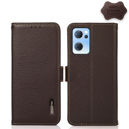 KHAZNEH Side-Magnetic Litchi Genuine Leather RFID Case, For OPPO Reno5 A JP Version, For OPPO Reno6 Pro 5G, For OPPO Reno6 Pro+ 5G, For OPPO Reno6 5G, For OPPO Reno7 5G, For OPPO Reno7 Pro 5G