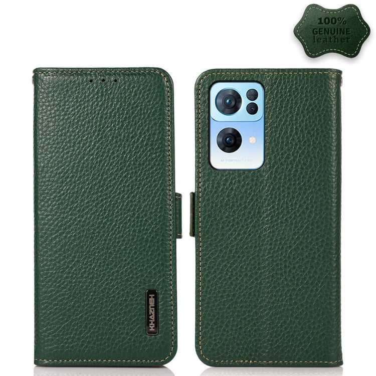 KHAZNEH Side-Magnetic Litchi Genuine Leather RFID Case, For OPPO Reno5 A JP Version, For OPPO Reno6 Pro 5G, For OPPO Reno6 Pro+ 5G, For OPPO Reno6 5G, For OPPO Reno7 5G, For OPPO Reno7 Pro 5G