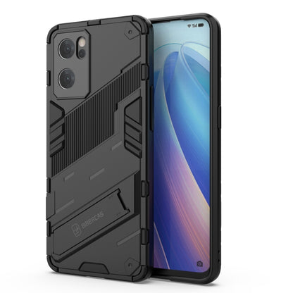 Punk Armor 2 in 1 PC + TPU Shockproof Phone Case with Invisible Holder, For OPPO Reno7 5G China, For OPPO Reno7 Pro 5G