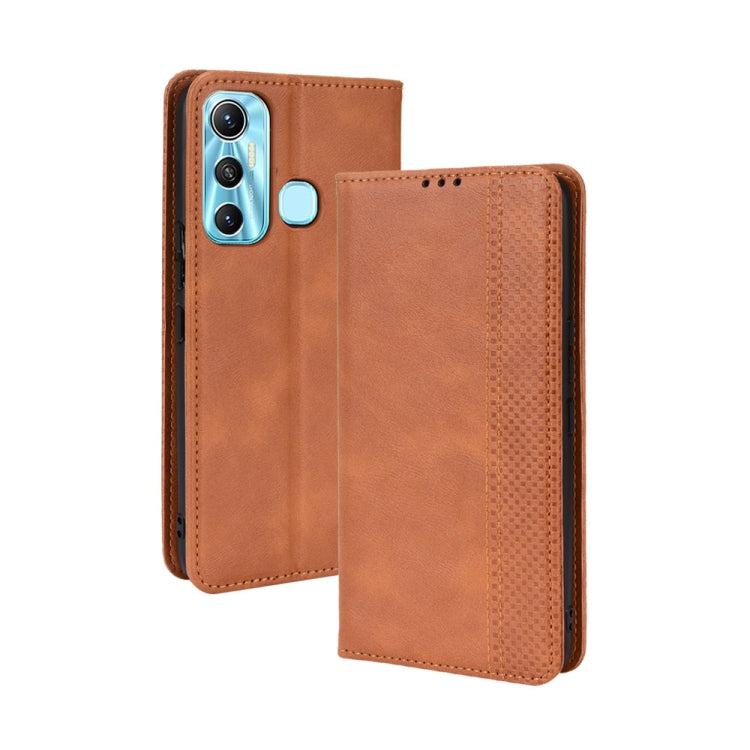 Magnetic Buckle Retro Texture Leather Phone Case, For TCL 205, For vivo Y3s 2021, For vivo S10e / V23e 4G / 5G, For vivo Y15s 2021 / Y15a, For Infinix Hot 11, For Infinix Note 11 Pro